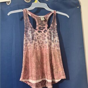 Charlotte Russe Pink and Black Sequin Tank Top